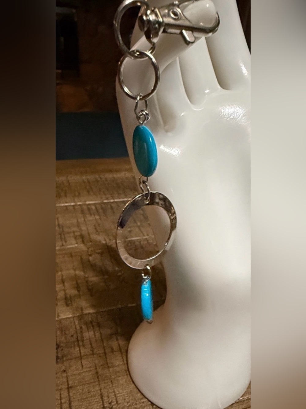 Turquoise Circle Dangle Keychain